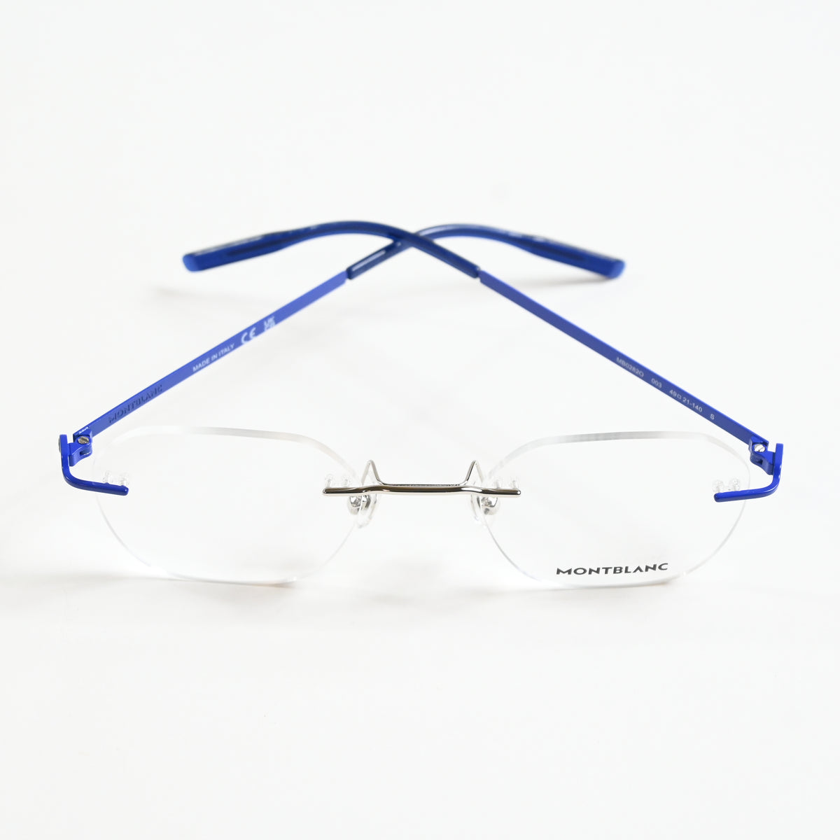 Montblanc MB0282O 003 Mens Authentic Eyeglasses Blue/Silver, 49mm - New