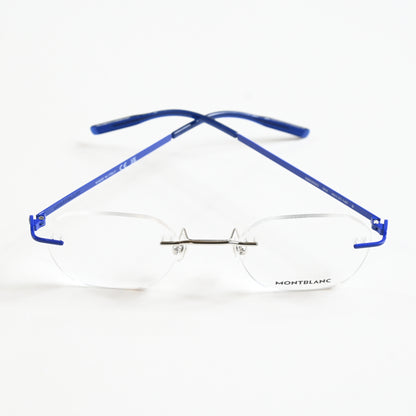 Montblanc MB0282O 003 Mens Authentic Eyeglasses Blue/Silver, 49mm - New