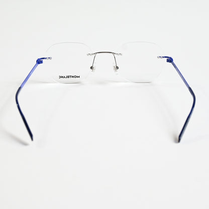 Montblanc MB0282O 003 Mens Authentic Eyeglasses Blue/Silver, 49mm - New