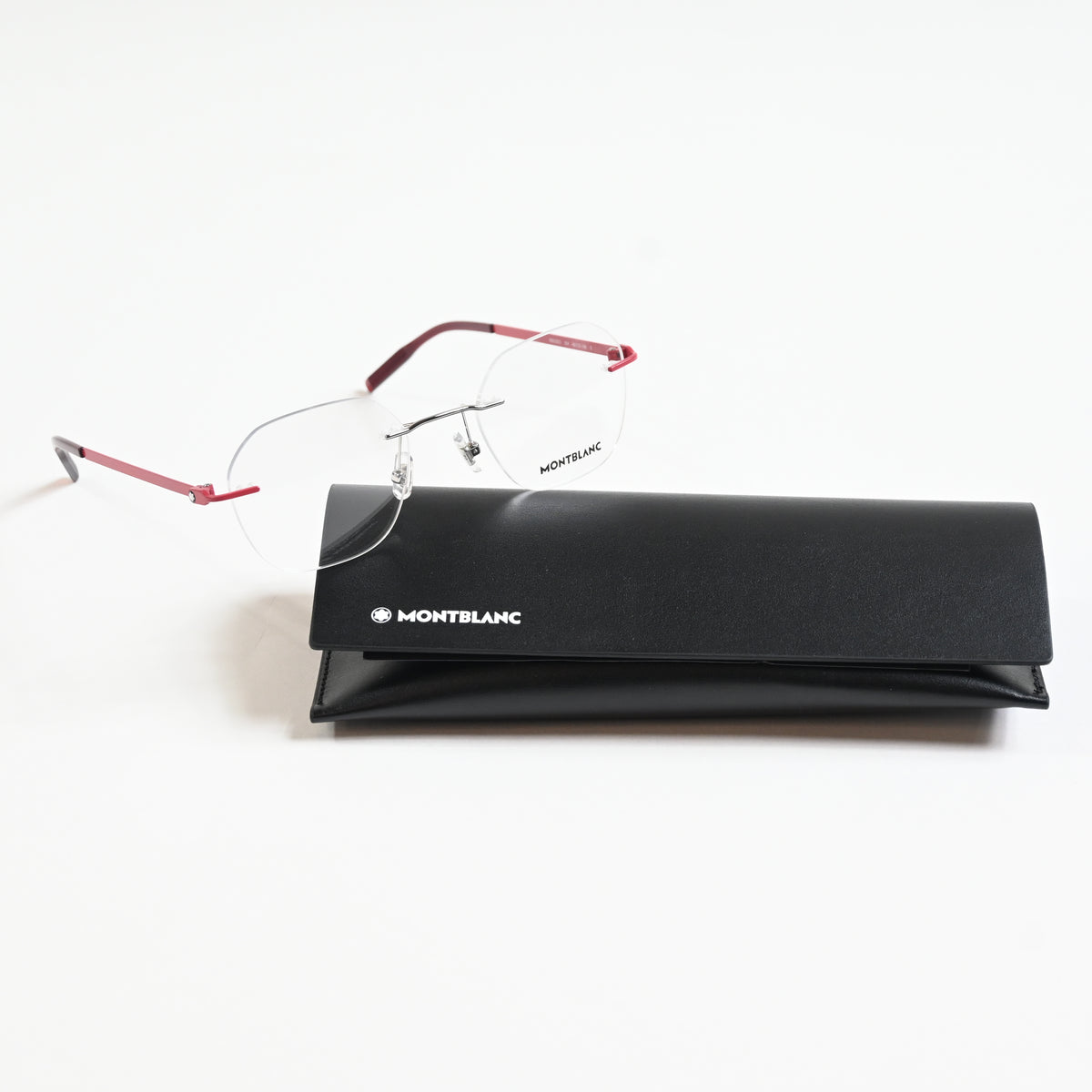Montblanc MB0282O 004 Mens Authentic Eyeglasses Red/Silver, 49mm - New