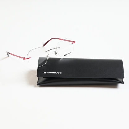 Montblanc MB0282O 004 Mens Authentic Eyeglasses Red/Silver, 49mm - New