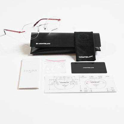 Montblanc MB0282O 004 Mens Authentic Eyeglasses Red/Silver, 49mm - New