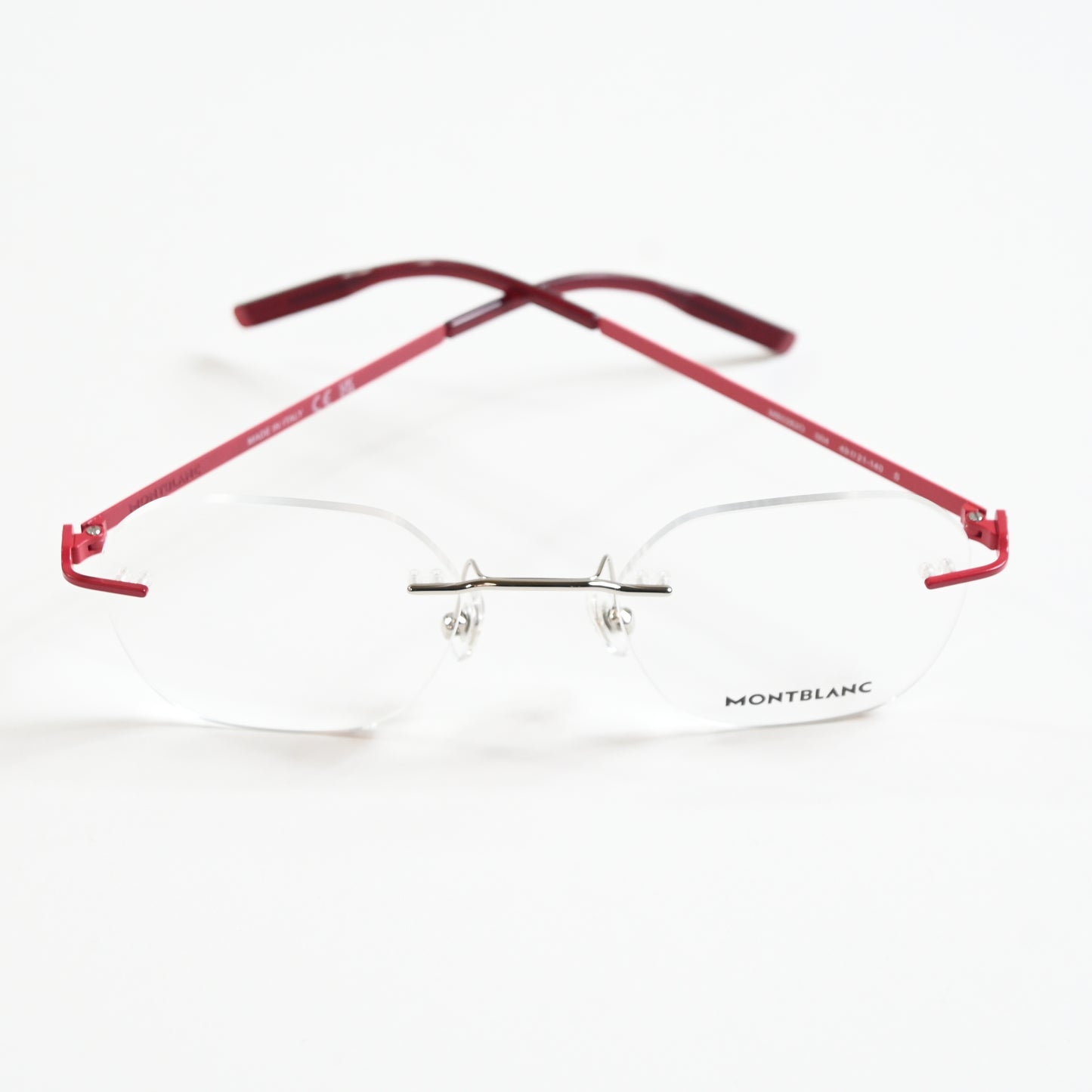 Montblanc MB0282O 004 Mens Authentic Eyeglasses Red/Silver, 49mm - New