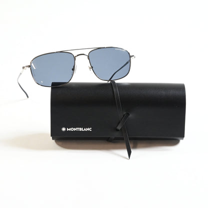 Montblanc MB0127S 001 Mens Authentic Sunglasses Silver/Gray, 56mm - New