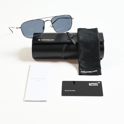 Montblanc MB0127S 001 Mens Authentic Sunglasses Silver/Gray, 56mm - New