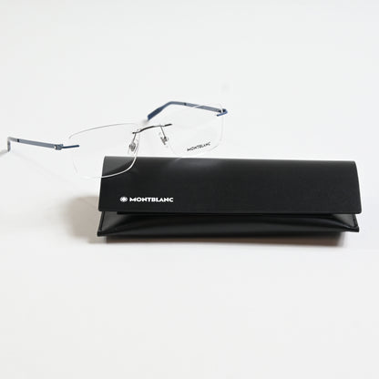 Montblanc MB0281O 002 Mens Authentic Eyeglasses Dark Blue/Silver, 53mm - New