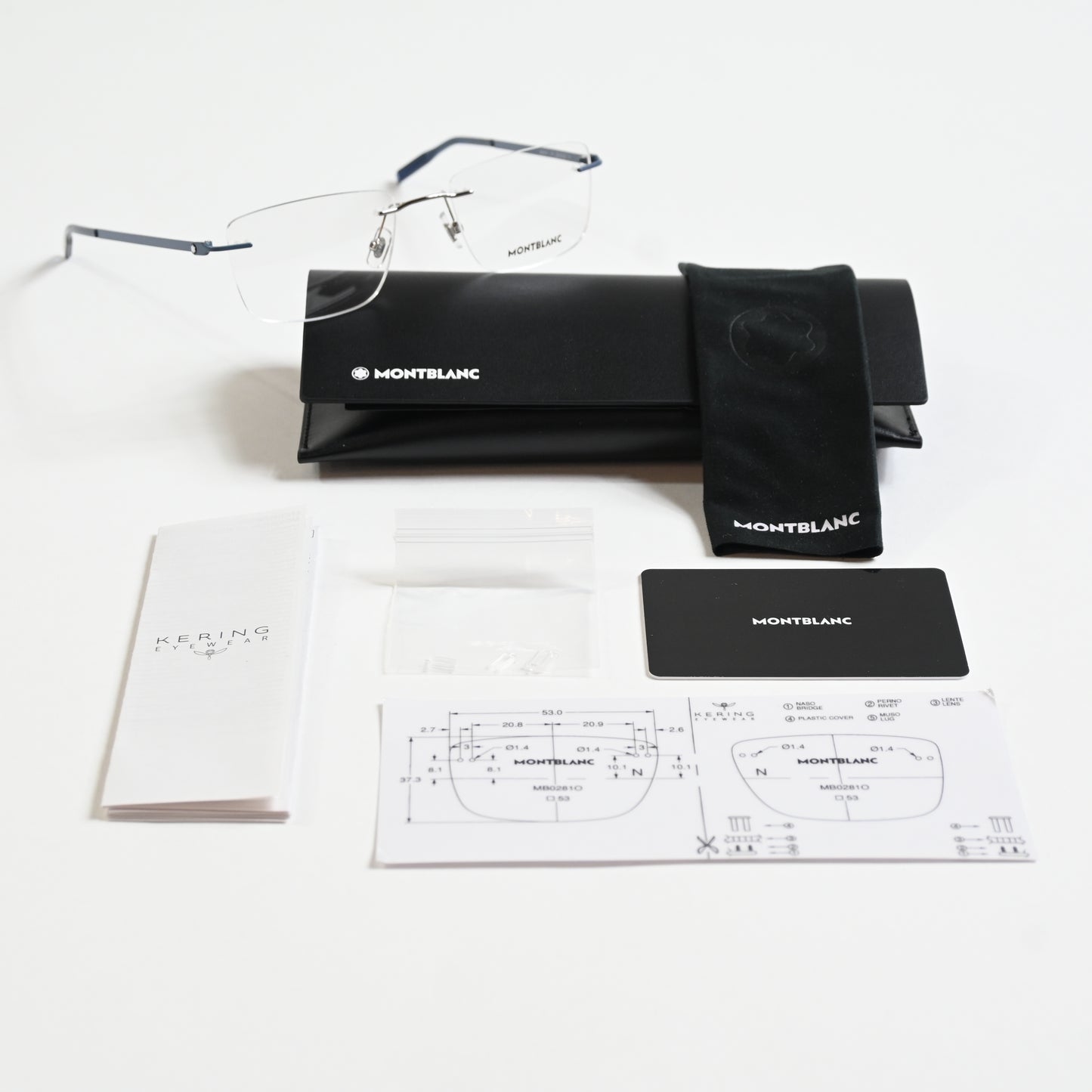Montblanc MB0281O 002 Mens Authentic Eyeglasses Dark Blue/Silver, 53mm - New