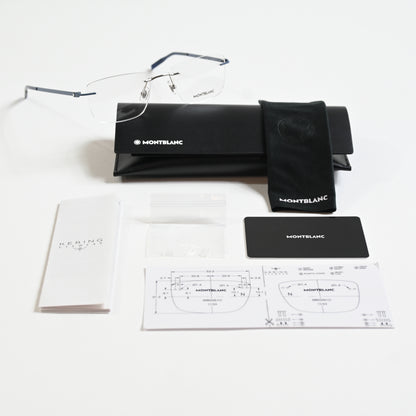 Montblanc MB0281O 002 Mens Authentic Eyeglasses Dark Blue/Silver, 53mm - New