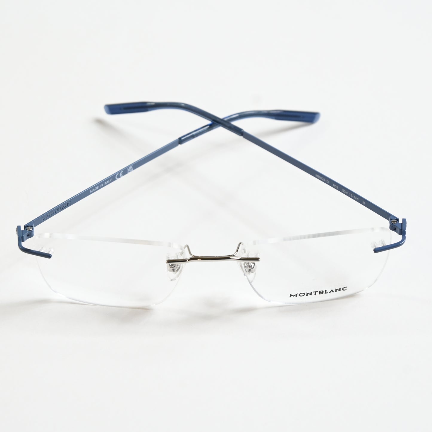 Montblanc MB0281O 002 Mens Authentic Eyeglasses Dark Blue/Silver, 53mm - New