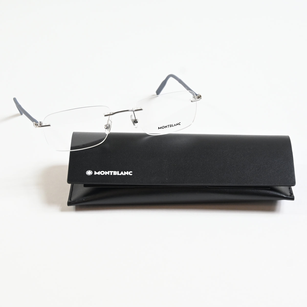 Montblanc MB02210 005 Mens Authentic Eyeglasses Silver/Blue, 55mm - New