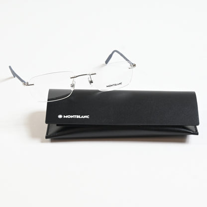 Montblanc MB02210 005 Mens Authentic Eyeglasses Silver/Blue, 55mm - New