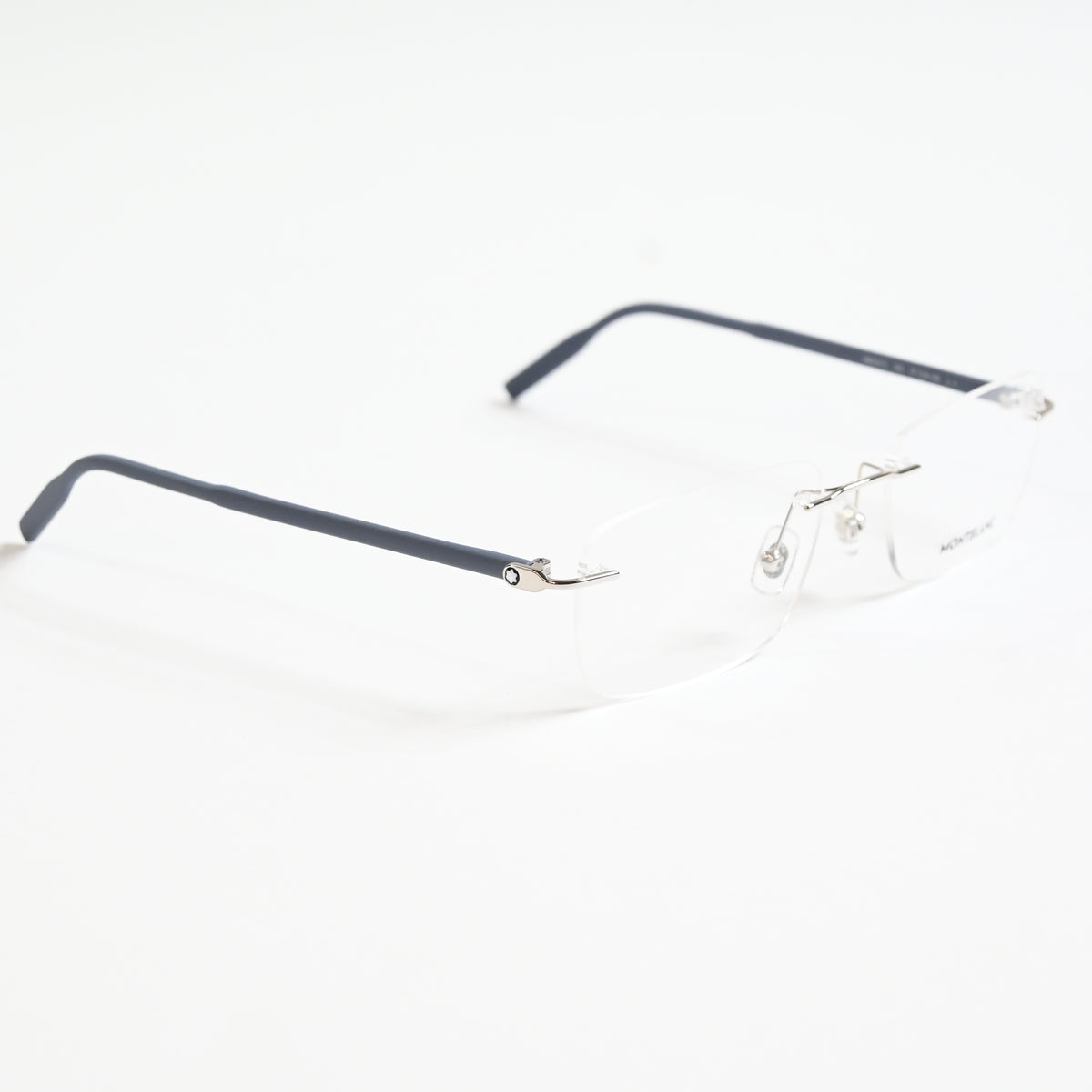 Montblanc MB02210 005 Mens Authentic Eyeglasses Silver/Blue, 55mm - New