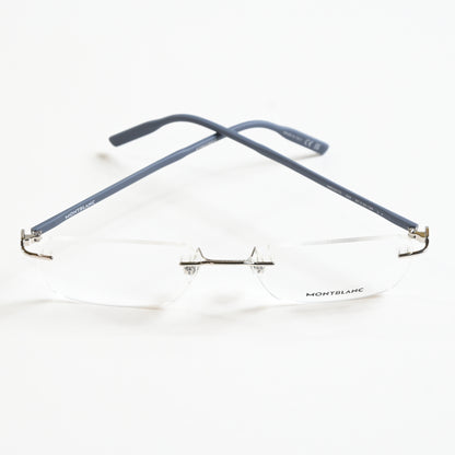 Montblanc MB02210 005 Mens Authentic Eyeglasses Silver/Blue, 55mm - New