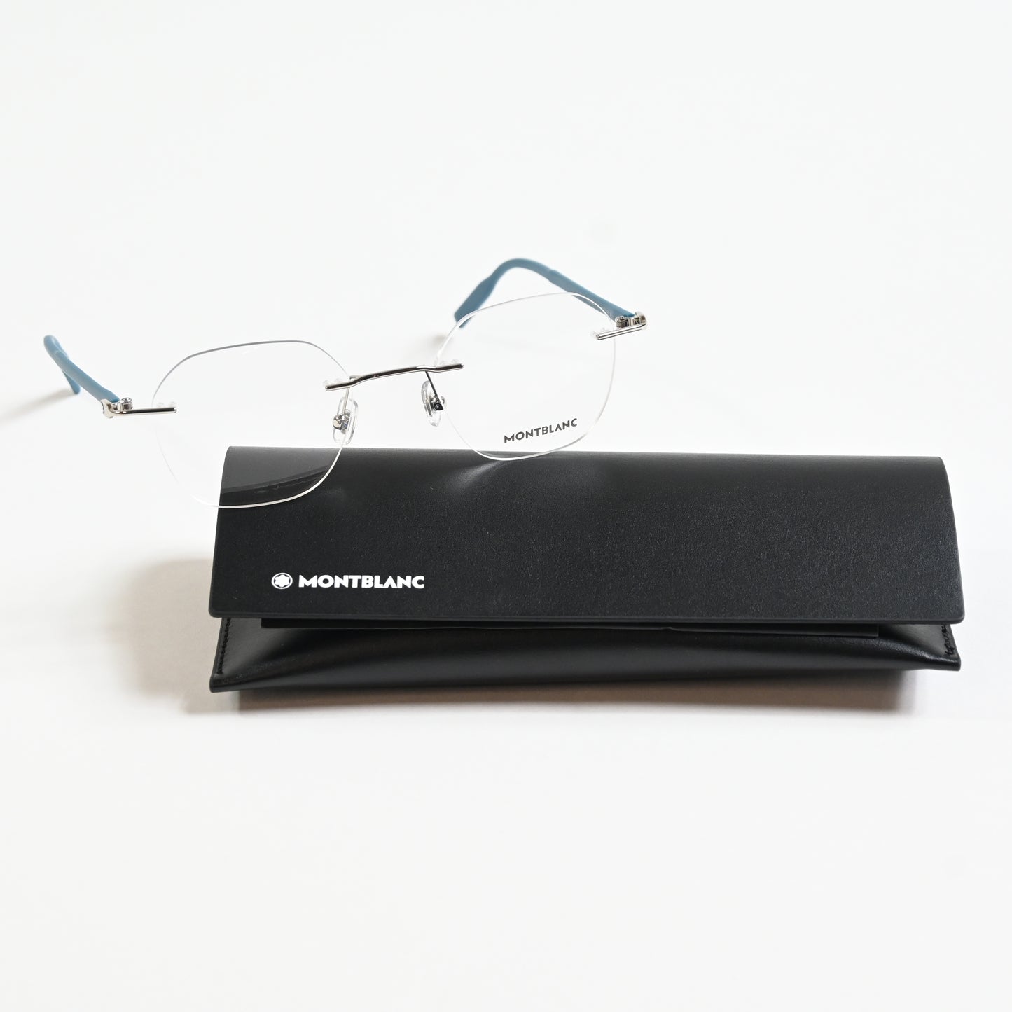 Montblanc MB0223O 005 Mens Authentic Eyeglasses Silver/Blue, 50mm - New