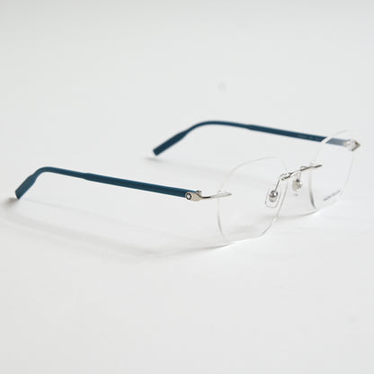 Montblanc MB0223O 005 Mens Authentic Eyeglasses Silver/Blue, 50mm - New