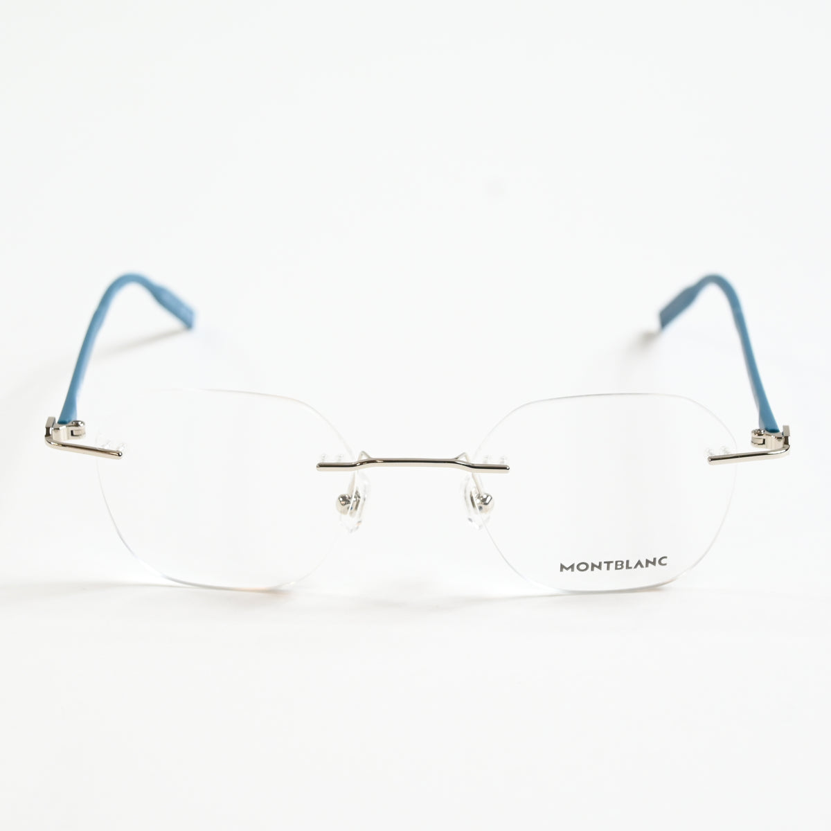 Montblanc MB0223O 005 Mens Authentic Eyeglasses Silver/Blue, 50mm - New