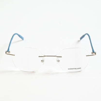 Montblanc MB0223O 005 Mens Authentic Eyeglasses Silver/Blue, 50mm - New
