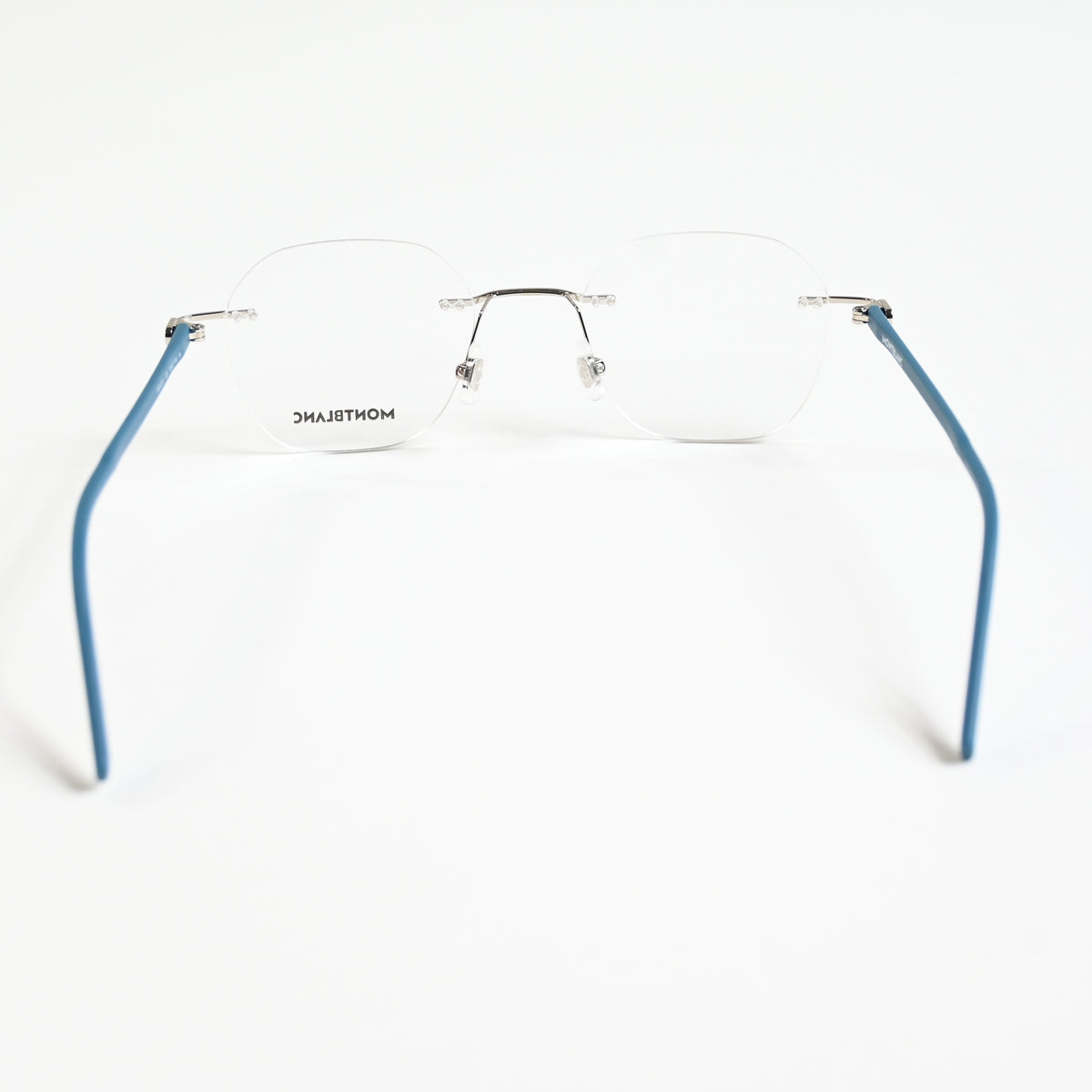 Montblanc MB0223O 005 Mens Authentic Eyeglasses Silver/Blue, 50mm - New