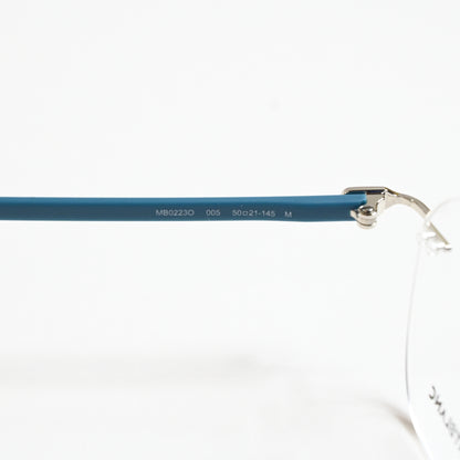 Montblanc MB0223O 005 Mens Authentic Eyeglasses Silver/Blue, 50mm - New