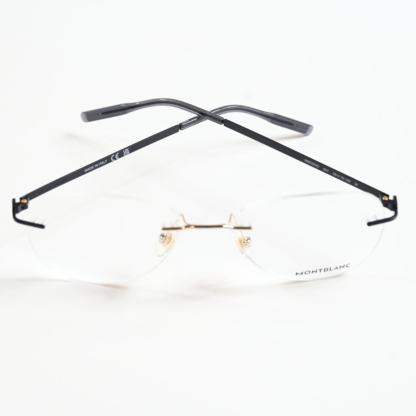 Montblanc MB0283O 001 Mens Authentic Eyeglasses Black/Gold, 55mm - New