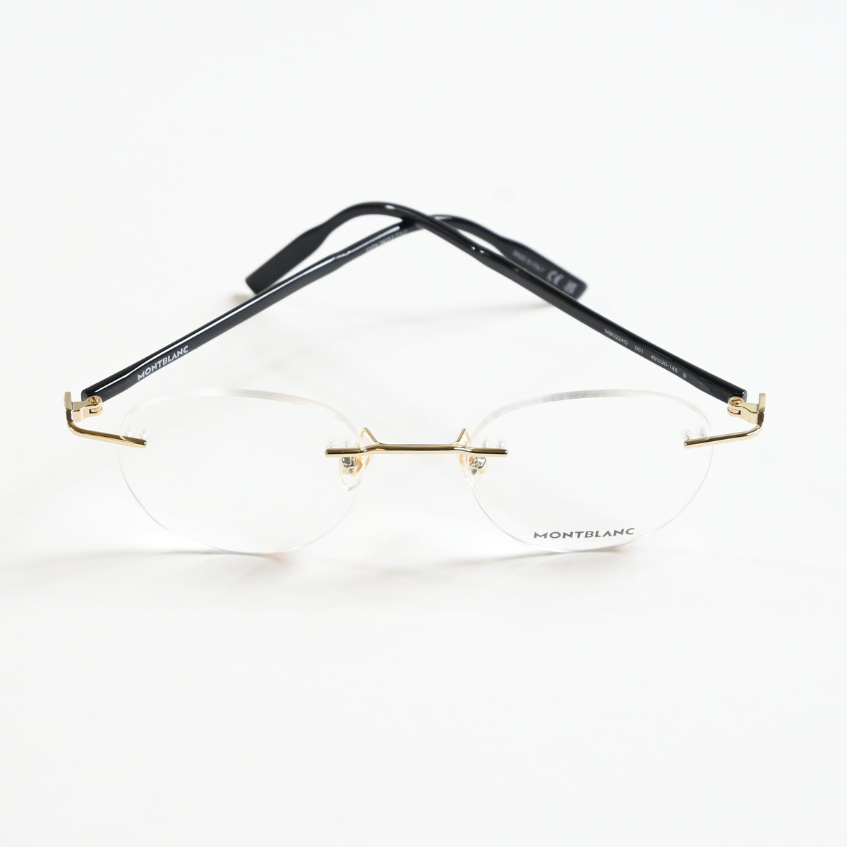 Montblanc MB0224O 001 Mens Authentic Eyeglasses Black/Gold, 49mm - New