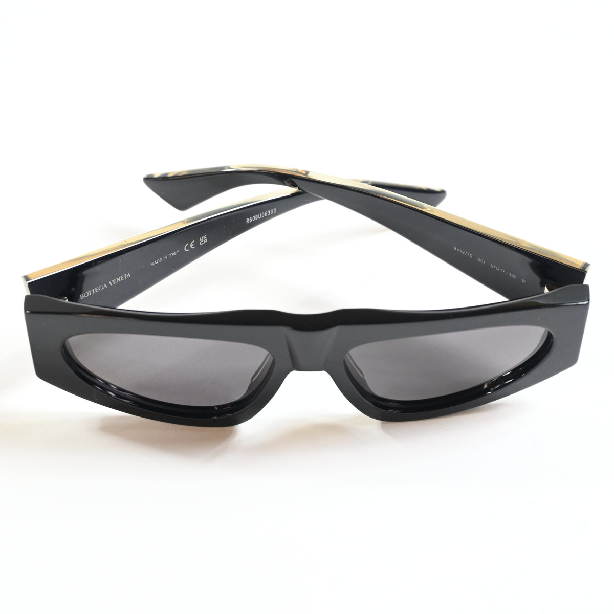 Bottega BV1277S 001 Womens Authentic Sunglasses Black/Gold, 57mm - New