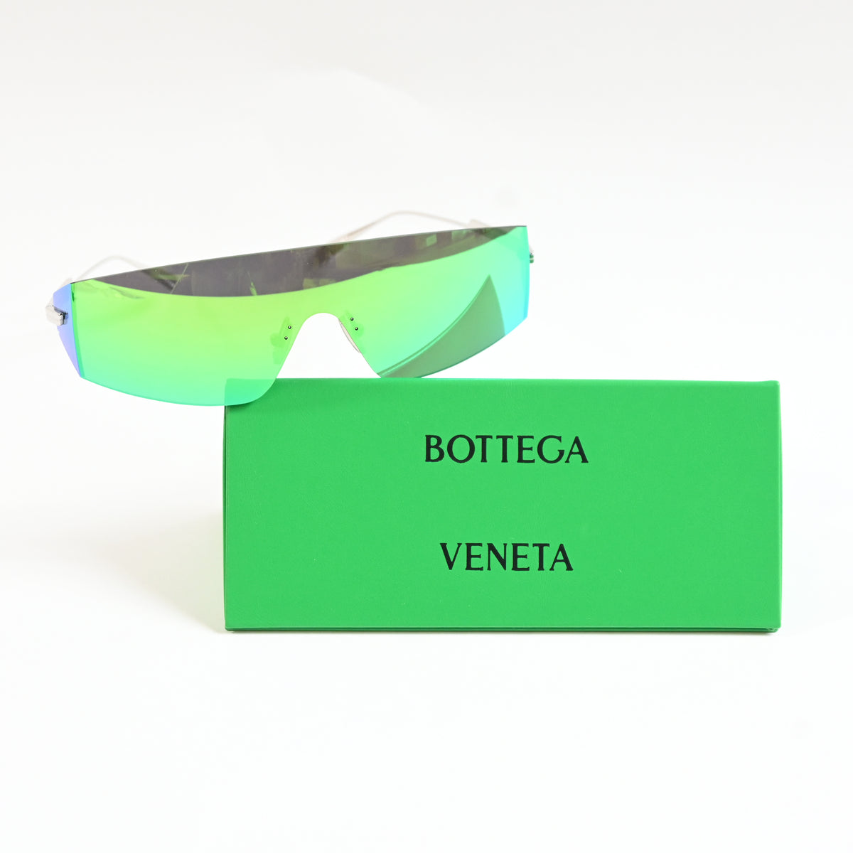 Bottega BV1299S 003 Unisex Authentic Sunglasses Silver/Lime, 99mm - New