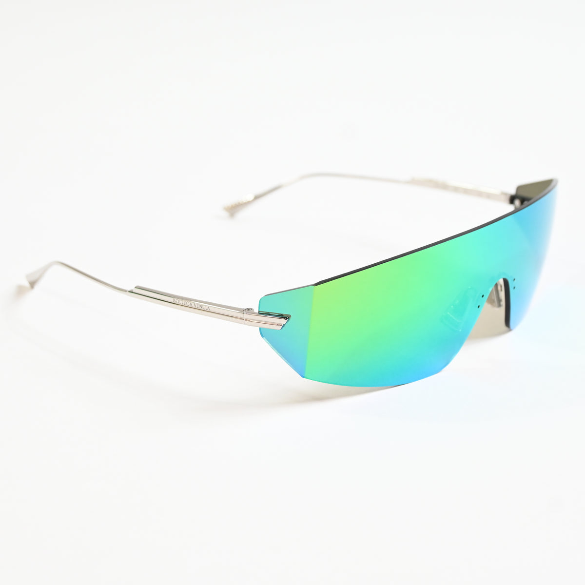 Bottega BV1299S 003 Unisex Authentic Sunglasses Silver/Lime, 99mm - New