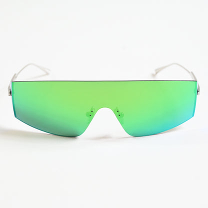 Bottega BV1299S 003 Unisex Authentic Sunglasses Silver/Lime, 99mm - New