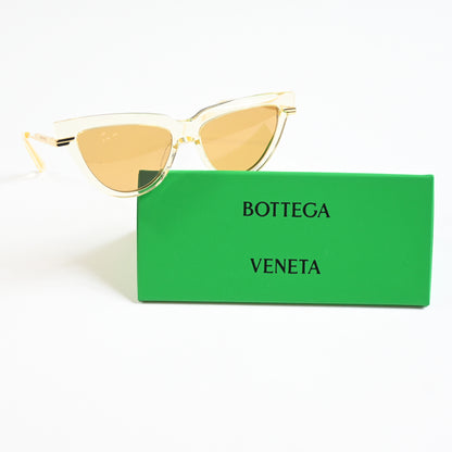 Bottega BV1265S 004 Womens Authentic Sunglasses Clear Yellow/Gold, 54mm - New