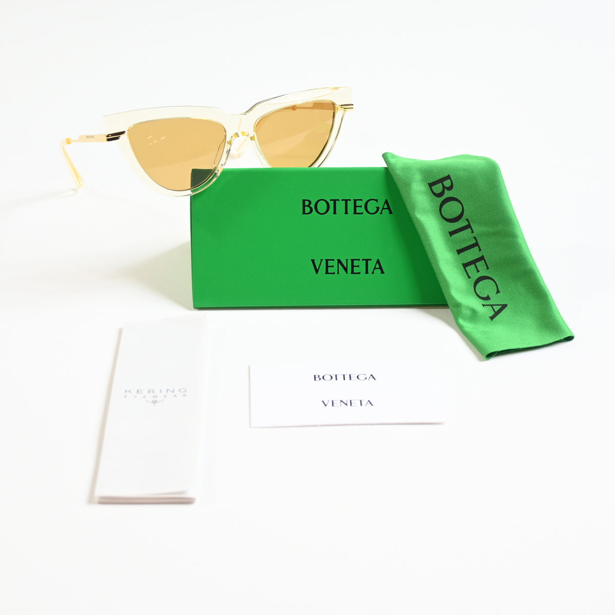 Bottega BV1265S 004 Womens Authentic Sunglasses Clear Yellow/Gold, 54mm - New