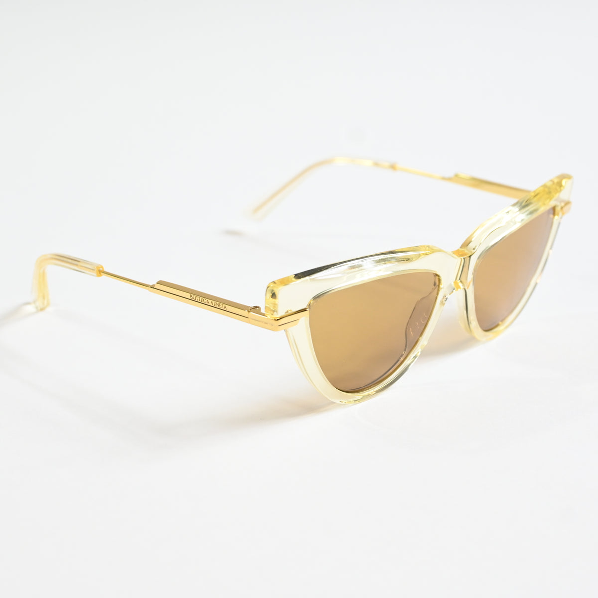 Bottega BV1265S 004 Womens Authentic Sunglasses Clear Yellow/Gold, 54mm - New
