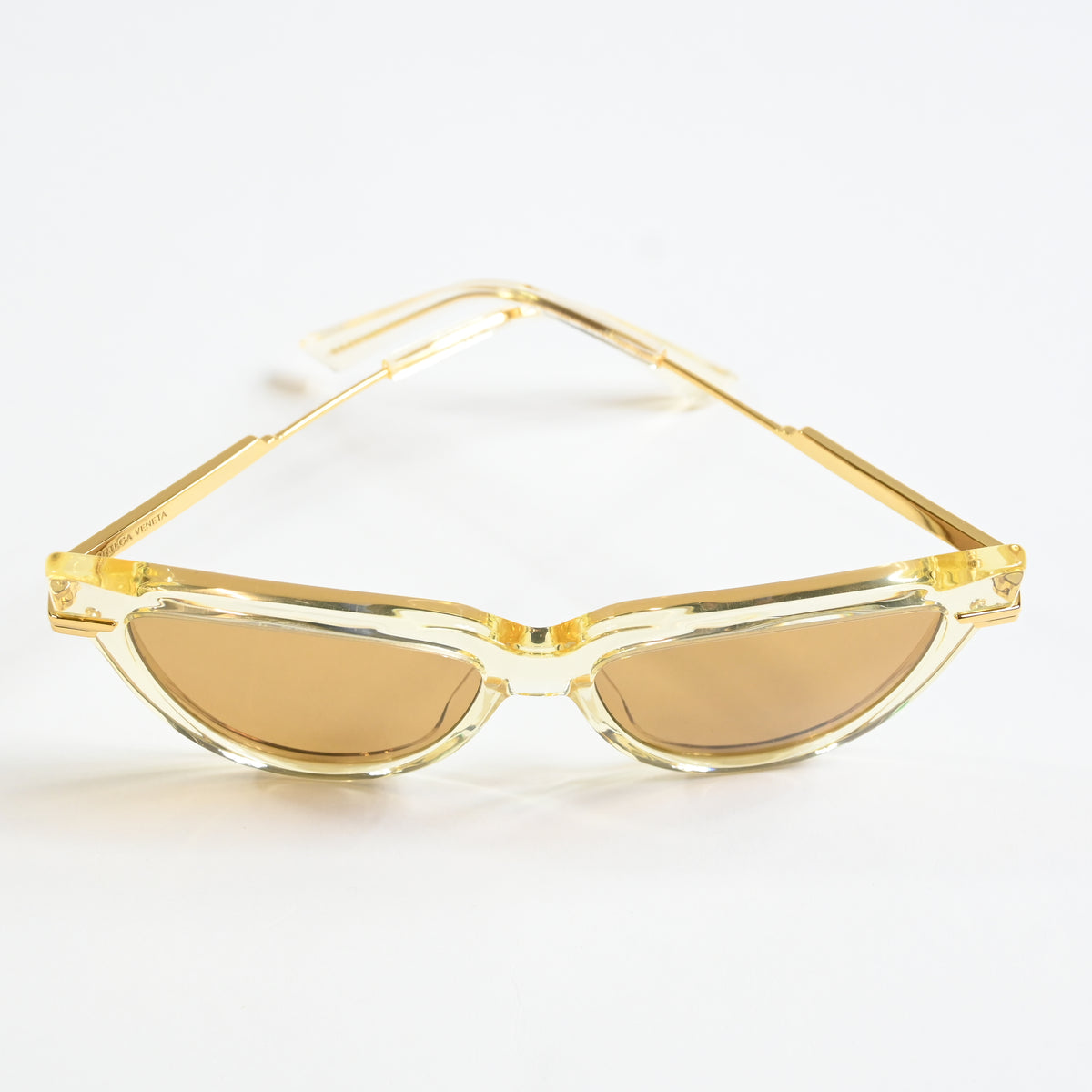 Bottega BV1265S 004 Womens Authentic Sunglasses Clear Yellow/Gold, 54mm - New