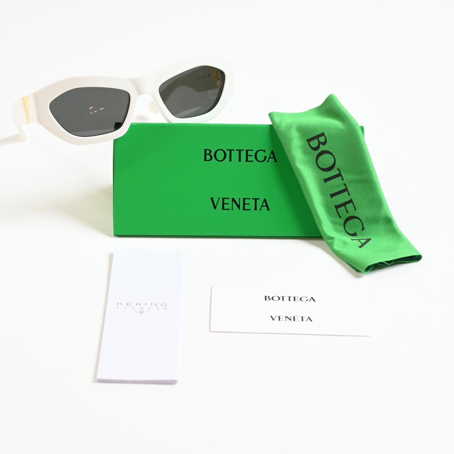 Bottega BV1221S 004 Womens Authentic Sunglasses White/Gold, 54mm - New