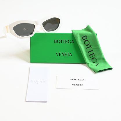 Bottega BV1221S 004 Womens Authentic Sunglasses White/Gold, 54mm - New