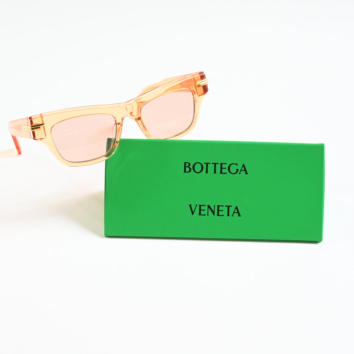Bottega BV1122S 007 Womens Authentic Sunglasses Clear Orange, 51mm - New