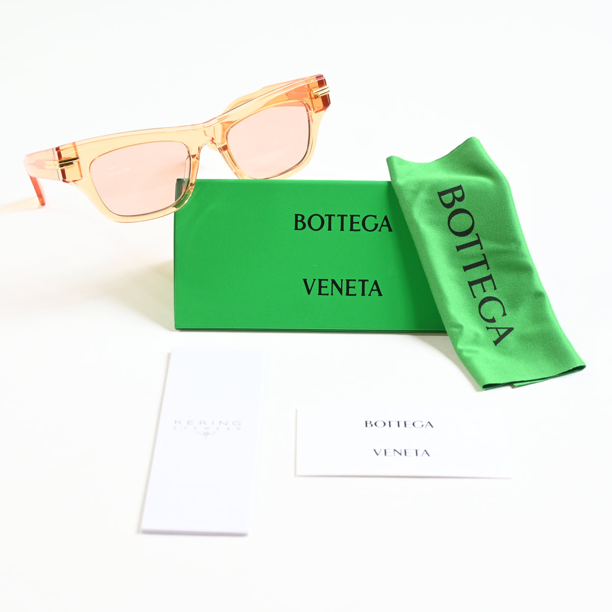 Bottega BV1122S 007 Womens Authentic Sunglasses Clear Orange, 51mm - New