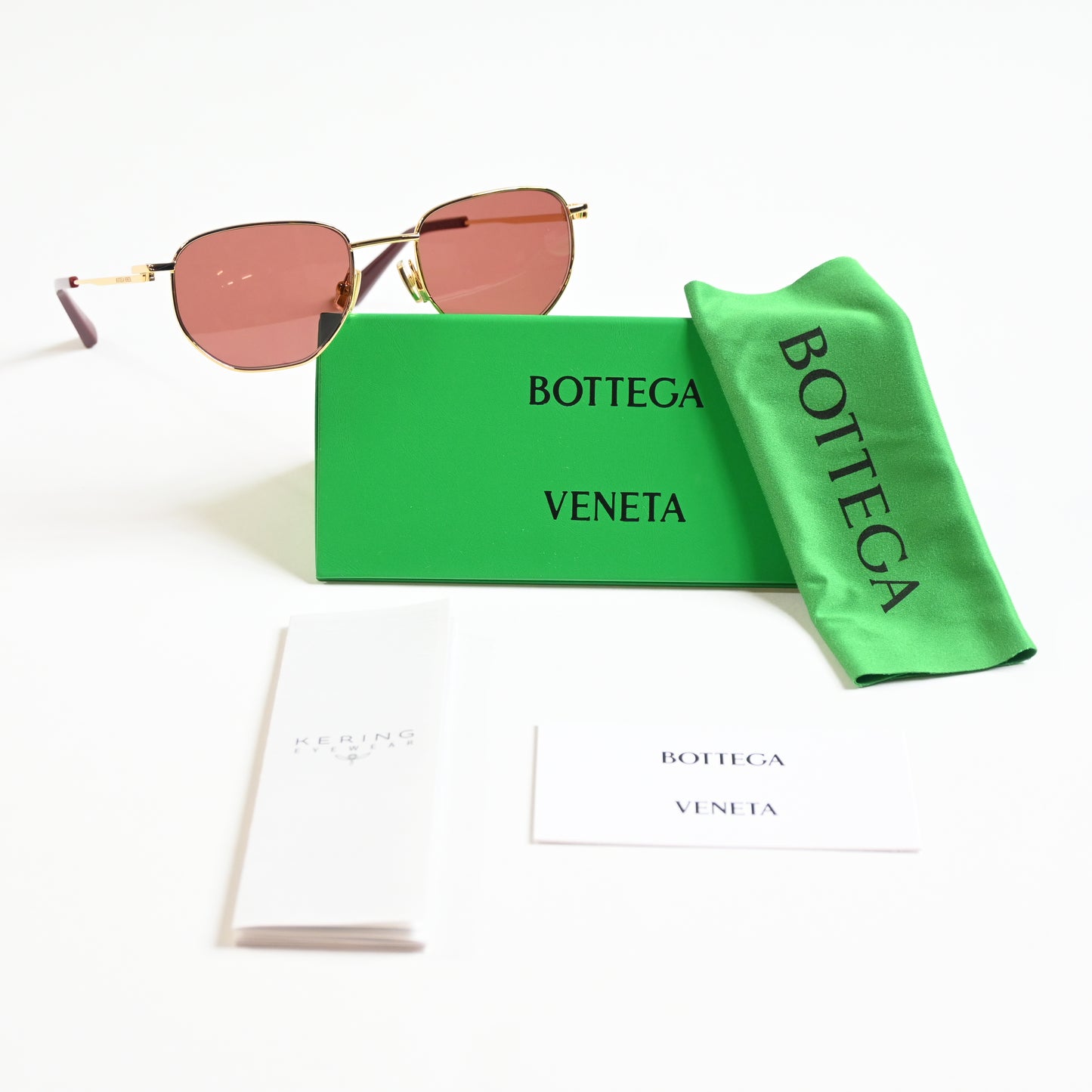 Bottega BV1301S 003 Unisex Authentic Sunglasses Gold/Brown, 50mm - New