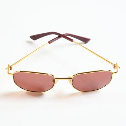 Bottega BV1301S 003 Unisex Authentic Sunglasses Gold/Brown, 50mm - New
