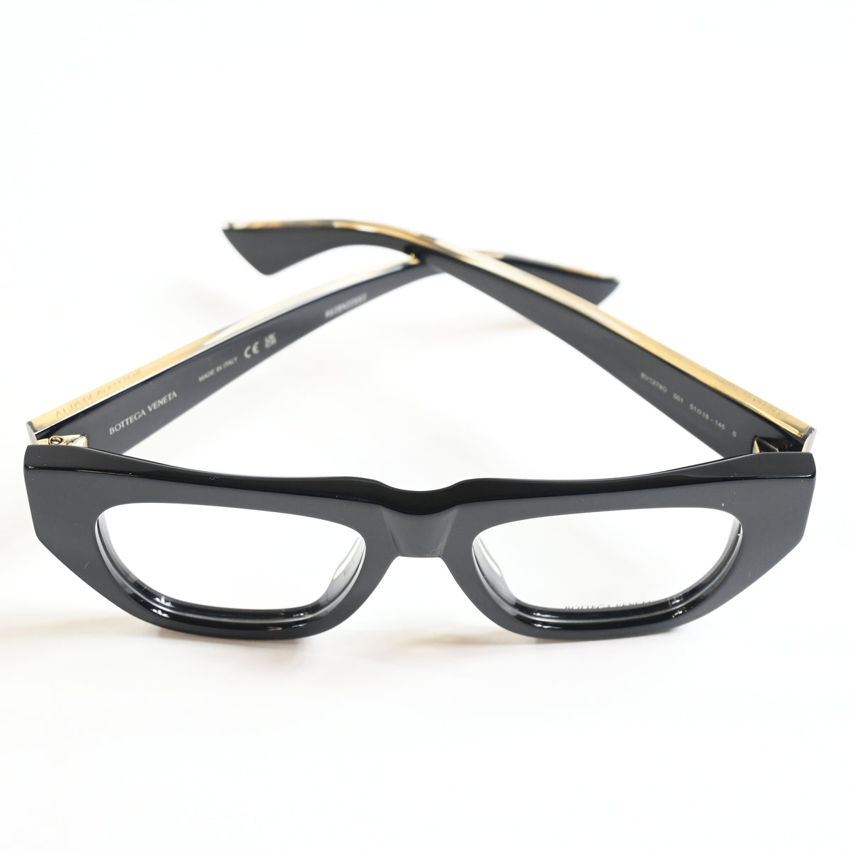 Bottega BV1279O 001 Womens Authentic Eyeglasses Black/Gold, 51mm - New