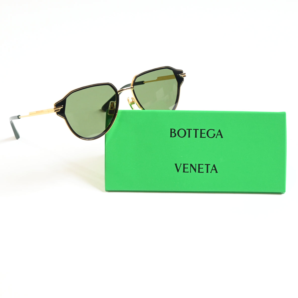 Bottega BV1271S 003 Mens Authentic Sunglasses Gold/Green, 63mm - New