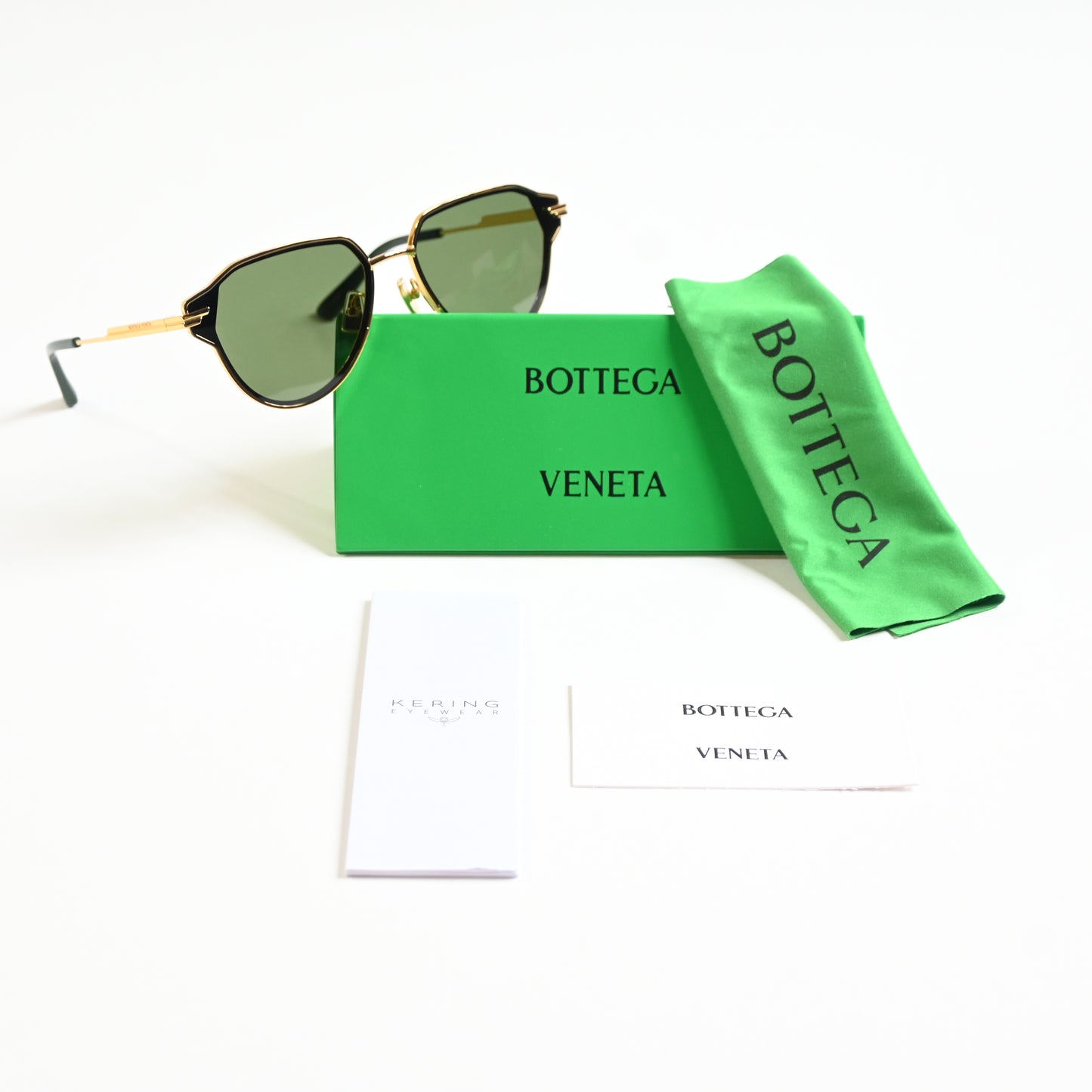 Bottega BV1271S 003 Mens Authentic Sunglasses Gold/Green, 63mm - New