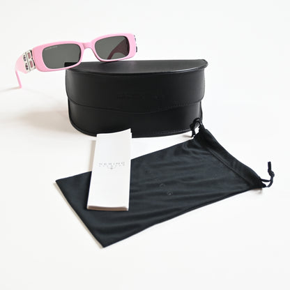 Balenciaga BB0096S 012 Womens Authentic Sunglasses Pink/Silver, 51mm - New