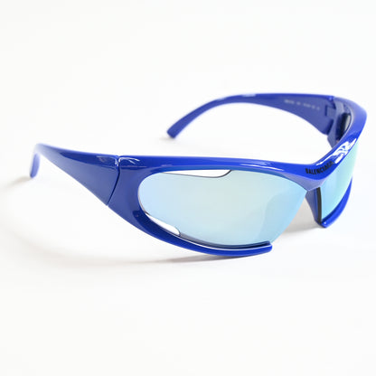 Balenciaga BB0318S 002 Unisex Authentic Sunglasses Clear Blue, 78mm - New