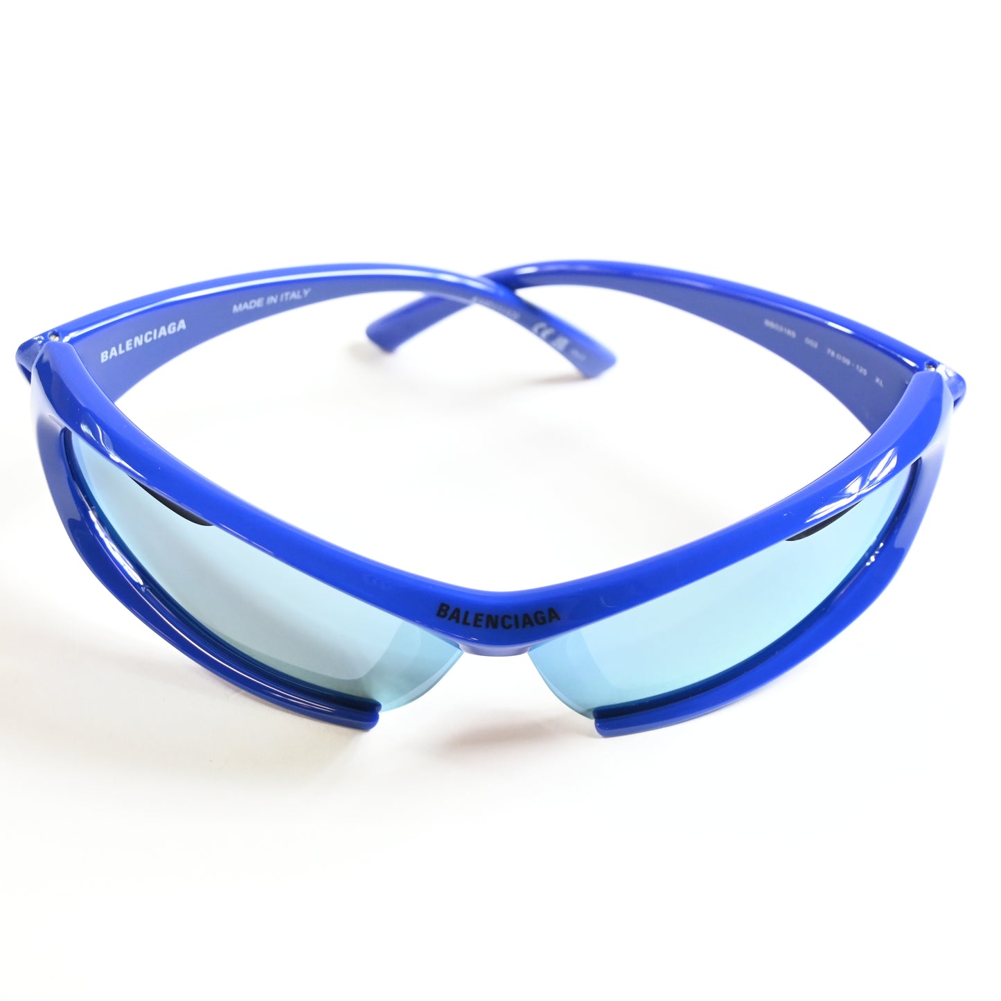 Balenciaga BB0318S 002 Unisex Authentic Sunglasses Clear Blue, 78mm - New