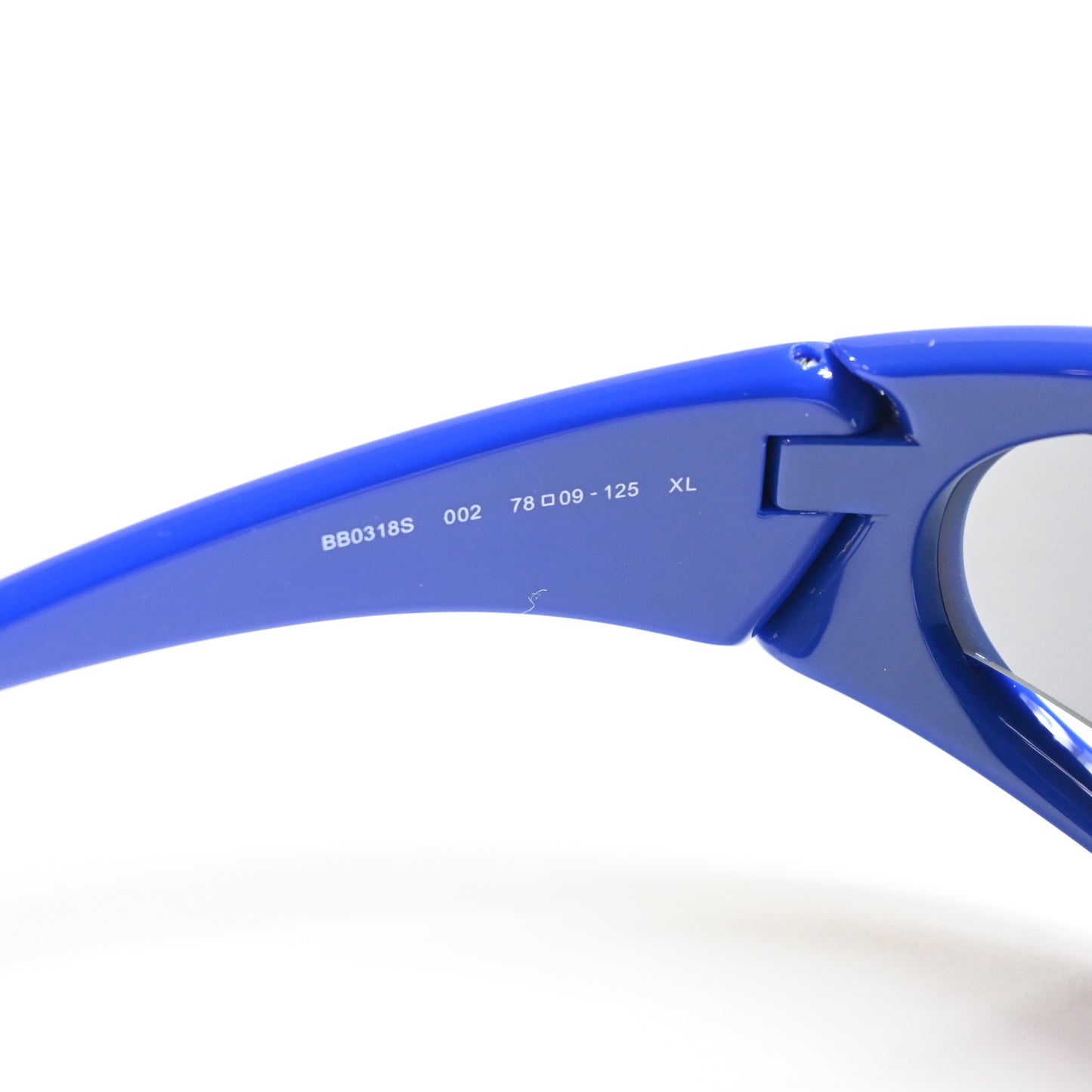 Balenciaga BB0318S 002 Unisex Authentic Sunglasses Clear Blue, 78mm - New