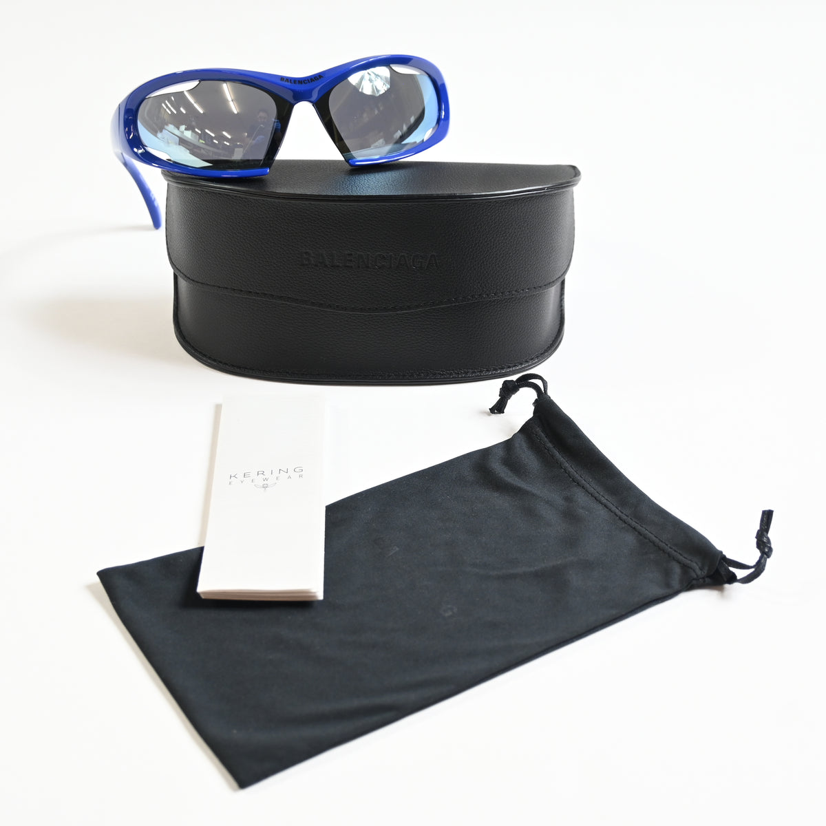 Balenciaga BB0318S 002 Unisex Authentic Sunglasses Clear Blue, 78mm - New