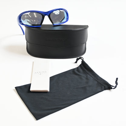 Balenciaga BB0318S 002 Unisex Authentic Sunglasses Clear Blue, 78mm - New