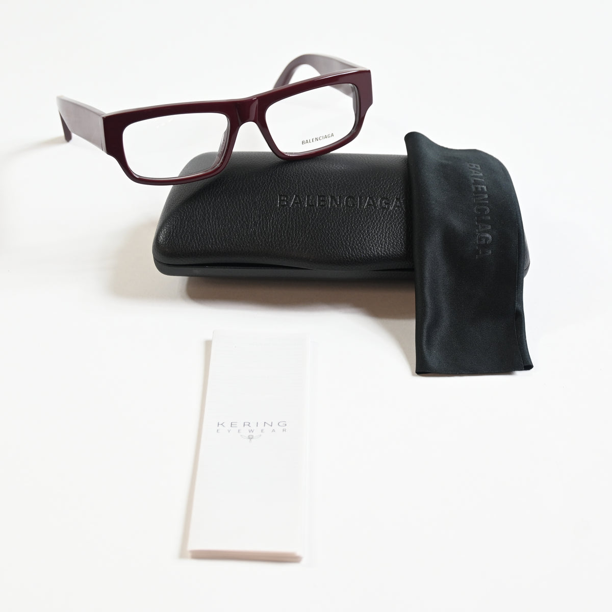 Balenciaga BB0304O 004 Mens Authentic Eyeglasses Burgundy, 53mm - New