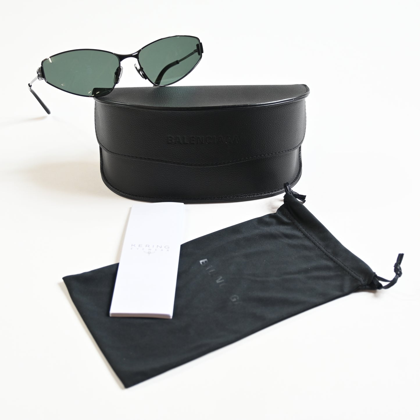 Balenciaga BB0335S 005 Womens Authentic Sunglasses Gunmetal/Green, 65mm - New